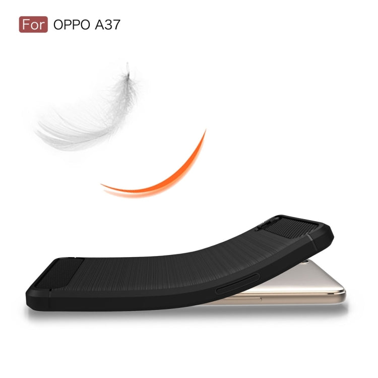 For OPPO A37 Carbon Fiber TPU Brushed Texture Shockproof Protective Back Cover Case