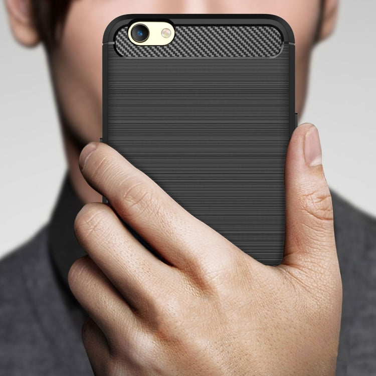 For OPPO R9s Plus Carbon Fiber TPU Brushed Texture Shockproof Protective Back Cover Case