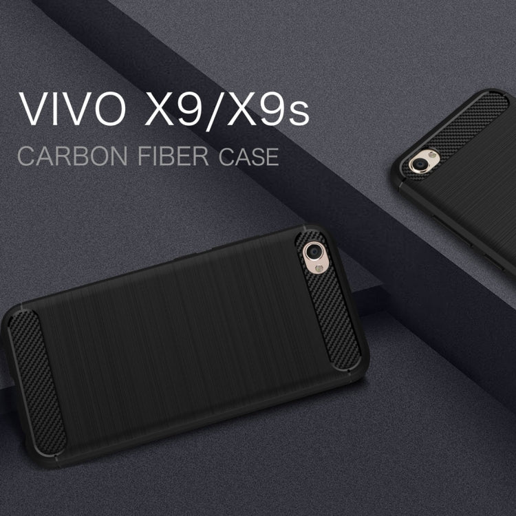 For Vivo X9 & X9s Carbon Fiber TPU Brushed Texture Shockproof Protective Back Cover Case