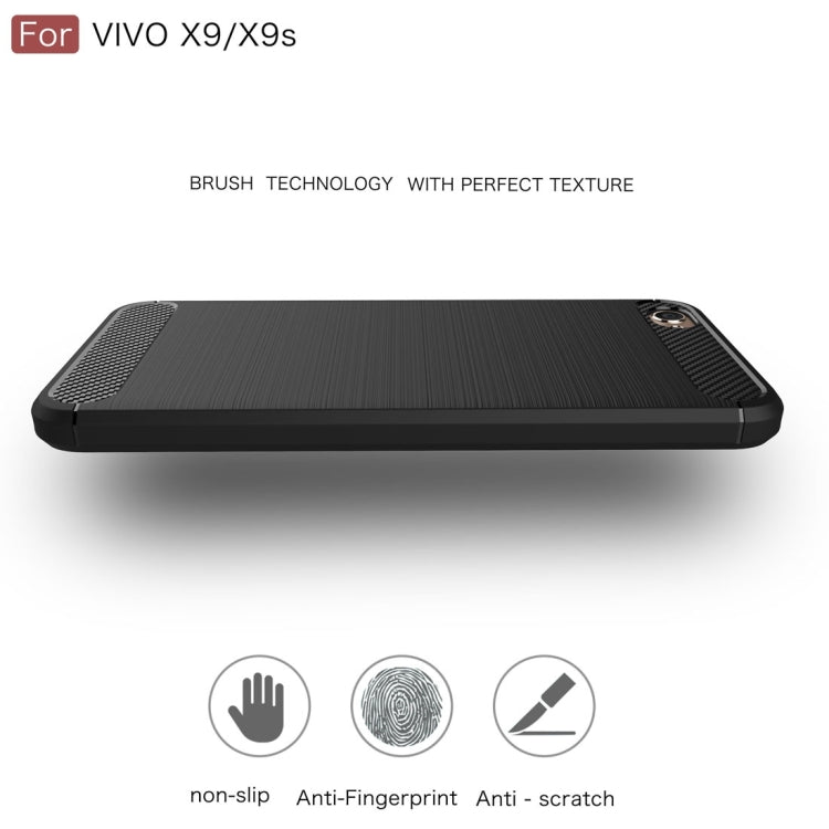 For Vivo X9 & X9s Carbon Fiber TPU Brushed Texture Shockproof Protective Back Cover Case