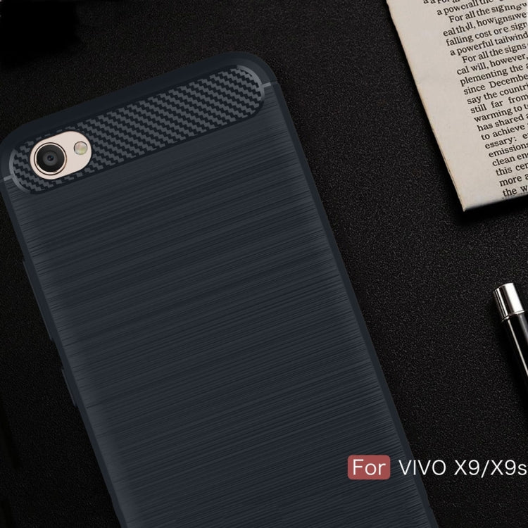 For Vivo X9 & X9s Carbon Fiber TPU Brushed Texture Shockproof Protective Back Cover Case