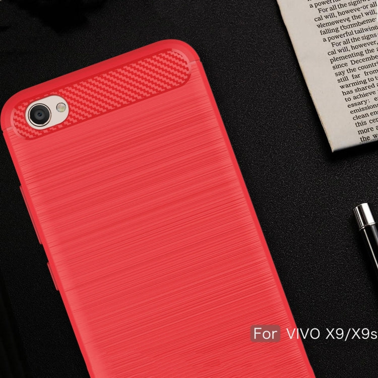 For Vivo X9 & X9s Carbon Fiber TPU Brushed Texture Shockproof Protective Back Cover Case