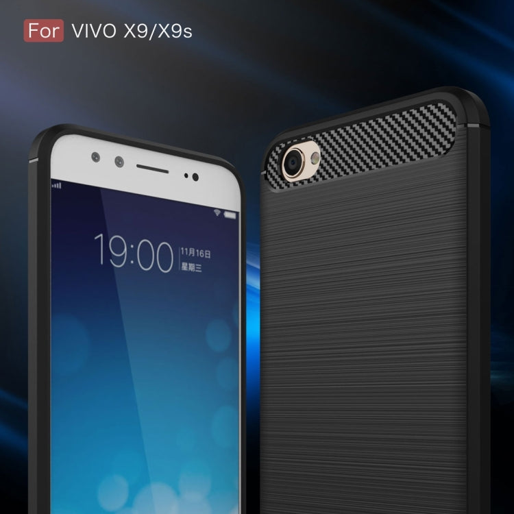 For Vivo X9 & X9s Carbon Fiber TPU Brushed Texture Shockproof Protective Back Cover Case