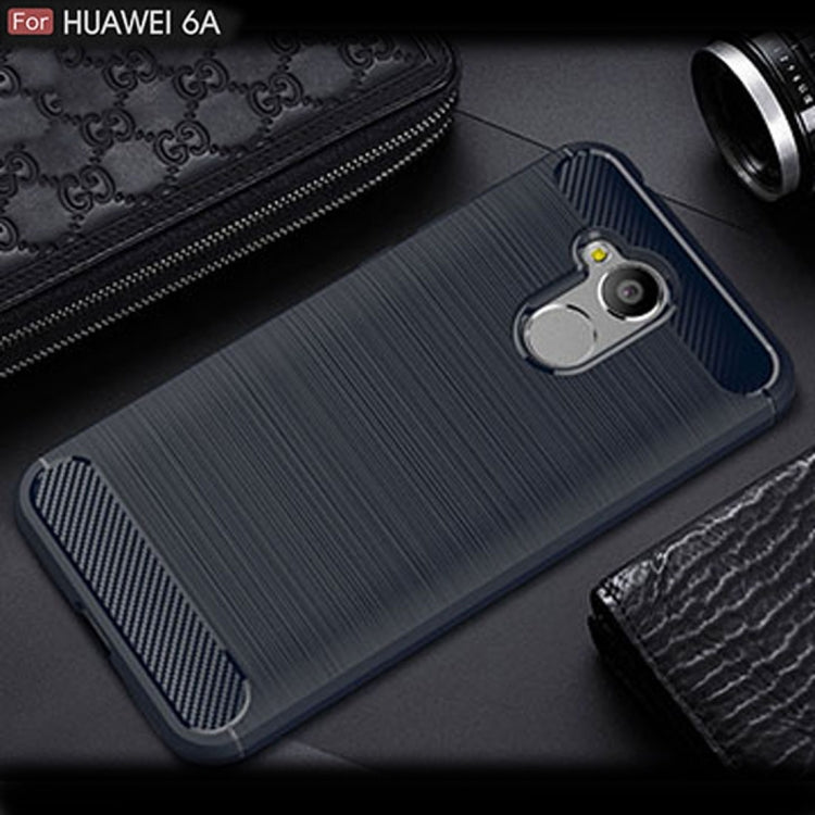 For Huawei Honor 6A Carbon Fiber TPU Brushed Texture Shockproof Protective Back Cover Case