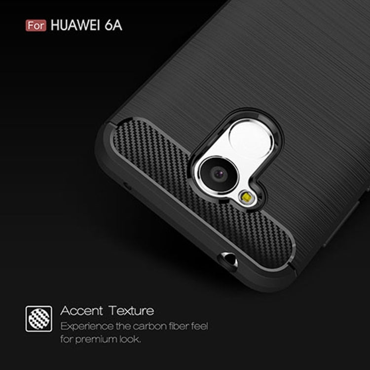 For Huawei Honor 6A Carbon Fiber TPU Brushed Texture Shockproof Protective Back Cover Case