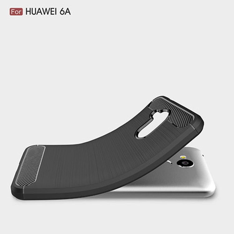 For Huawei Honor 6A Carbon Fiber TPU Brushed Texture Shockproof Protective Back Cover Case