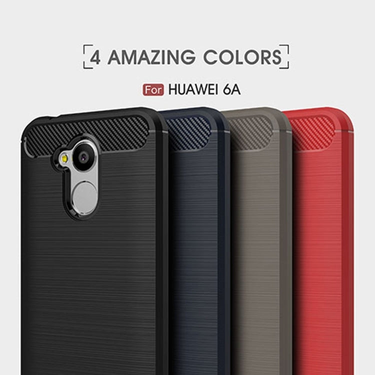 For Huawei Honor 6A Carbon Fiber TPU Brushed Texture Shockproof Protective Back Cover Case