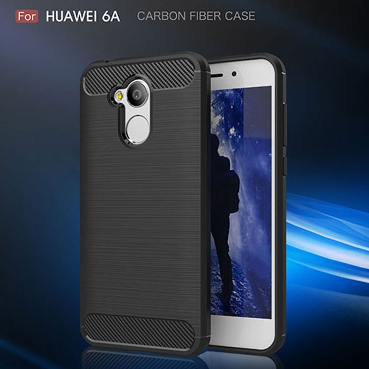 For Huawei Honor 6A Carbon Fiber TPU Brushed Texture Shockproof Protective Back Cover Case