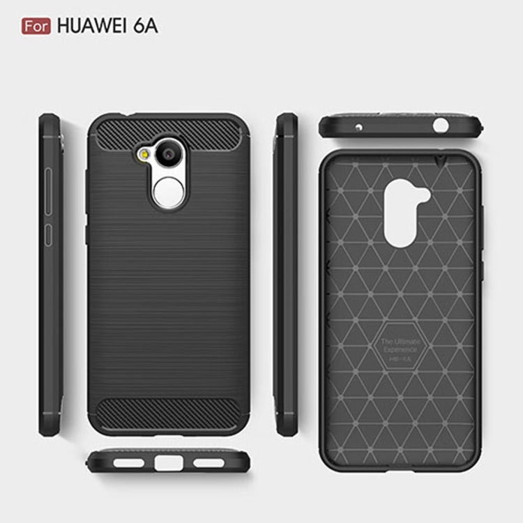 For Huawei Honor 6A Carbon Fiber TPU Brushed Texture Shockproof Protective Back Cover Case