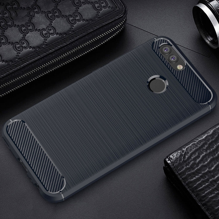 For Huawei nova 2 Plus Carbon Fiber TPU Brushed Texture Shockproof Protective Back Cover Case