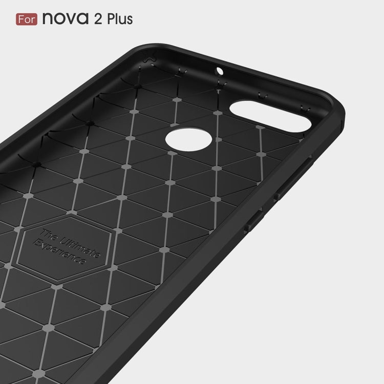 For Huawei nova 2 Plus Carbon Fiber TPU Brushed Texture Shockproof Protective Back Cover Case