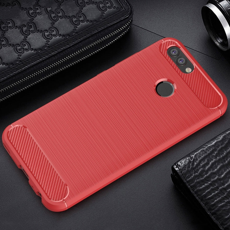 For Huawei nova 2 Plus Carbon Fiber TPU Brushed Texture Shockproof Protective Back Cover Case
