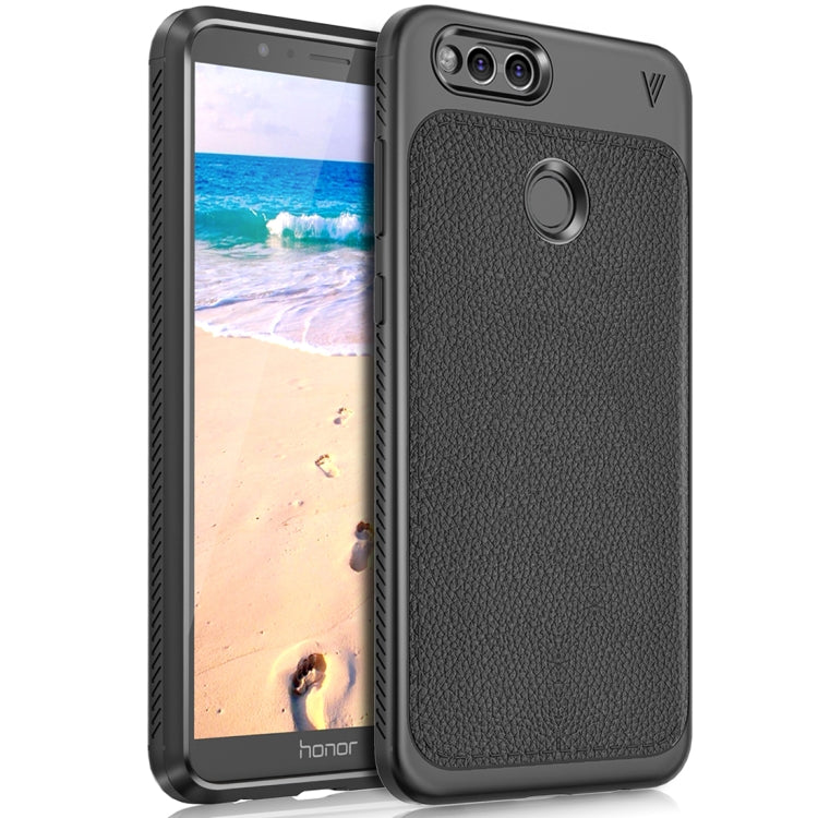 Lenuo for Huawei Honor Play 7X Litchi Texture Full Coverage PU Leather + TPU Protective Back Cover Case