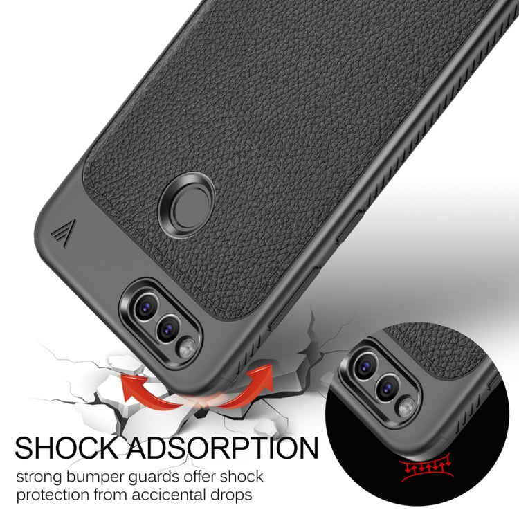 Lenuo for Huawei Honor Play 7X Litchi Texture Full Coverage PU Leather + TPU Protective Back Cover Case