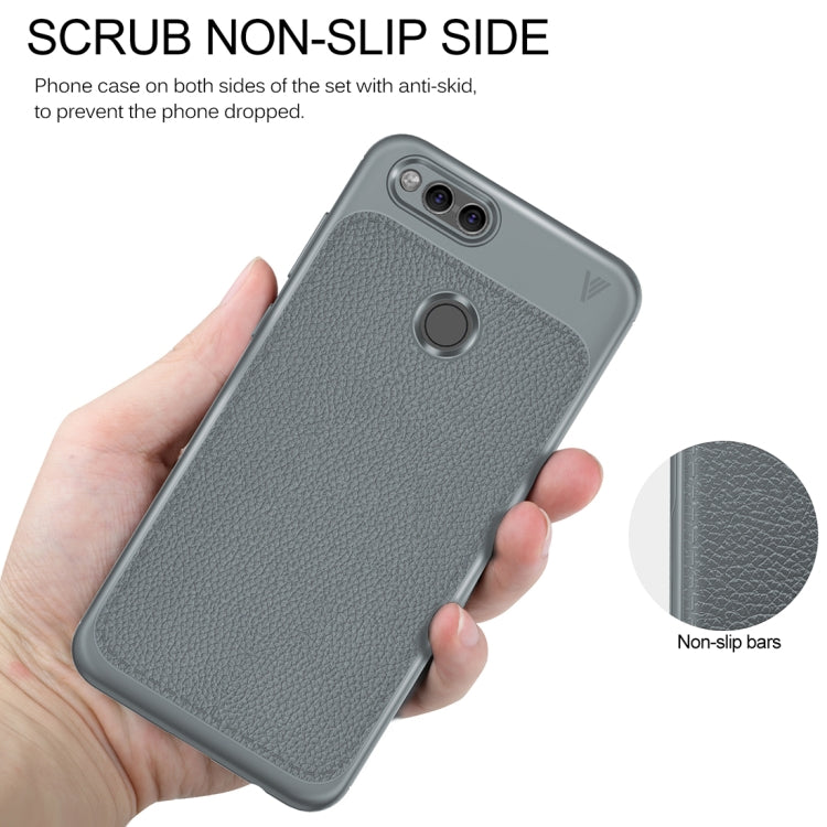 Lenuo for Huawei Honor Play 7X Litchi Texture Full Coverage PU Leather + TPU Protective Back Cover Case