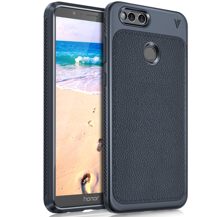 Lenuo for Huawei Honor Play 7X Litchi Texture Full Coverage PU Leather + TPU Protective Back Cover Case