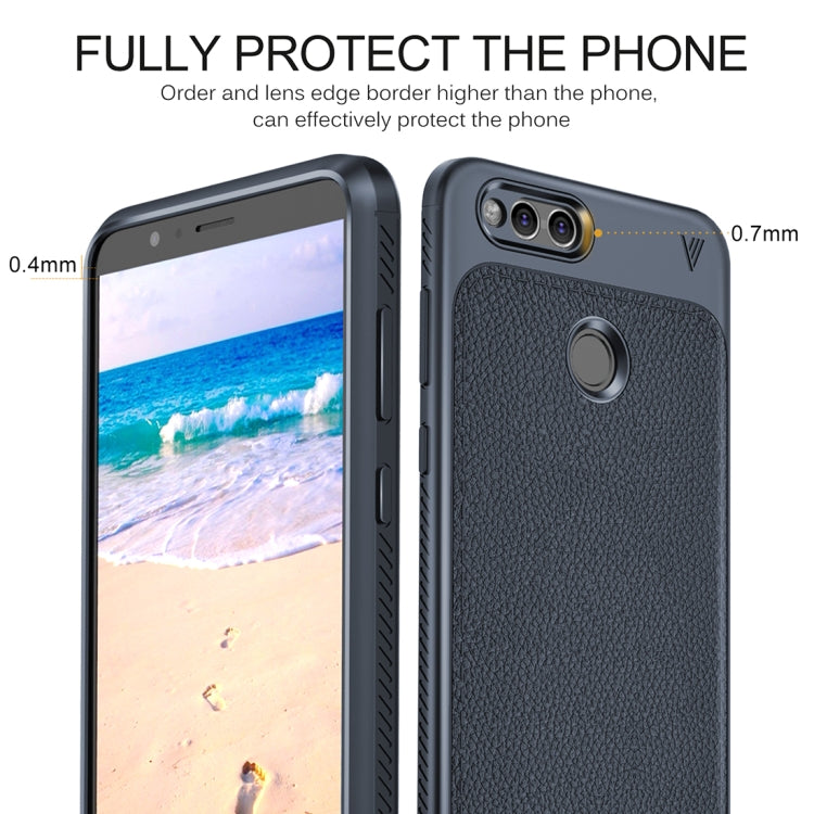 Lenuo for Huawei Honor Play 7X Litchi Texture Full Coverage PU Leather + TPU Protective Back Cover Case