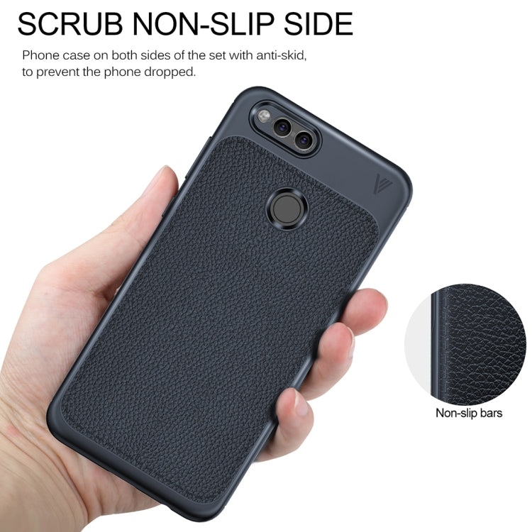 Lenuo for Huawei Honor Play 7X Litchi Texture Full Coverage PU Leather + TPU Protective Back Cover Case