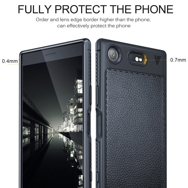 Lenuo for Sony Xperia XZ1 Litchi Texture Full Coverage PU Leather + TPU Protective Back Cover Soft Case