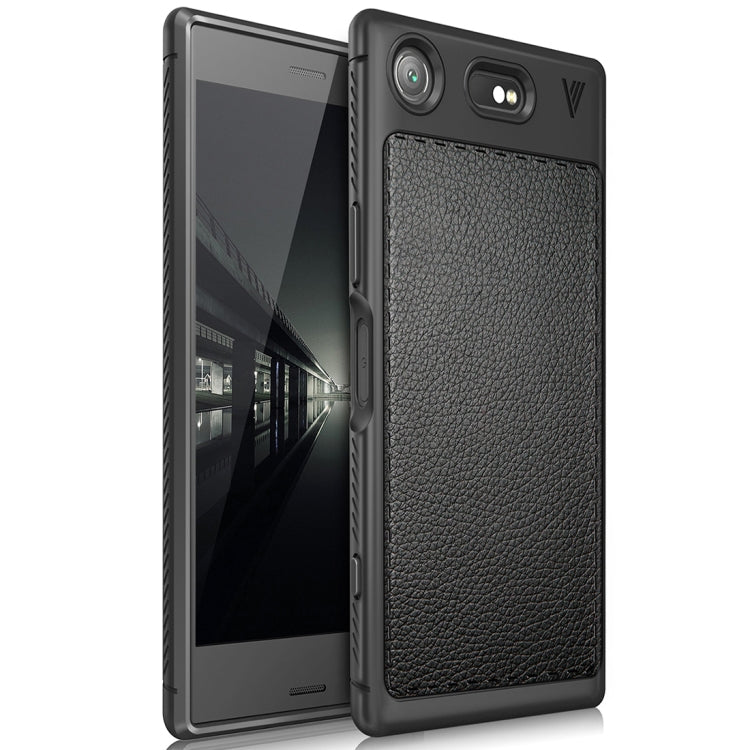 Lenuo for Sony Xperia XZ1 Compact Litchi Texture Full Coverage PU Leather + TPU Protective Back Cover Soft Case