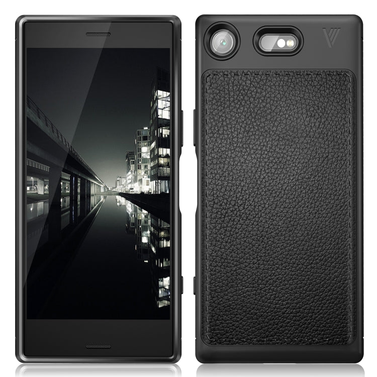 Lenuo for Sony Xperia XZ1 Compact Litchi Texture Full Coverage PU Leather + TPU Protective Back Cover Soft Case