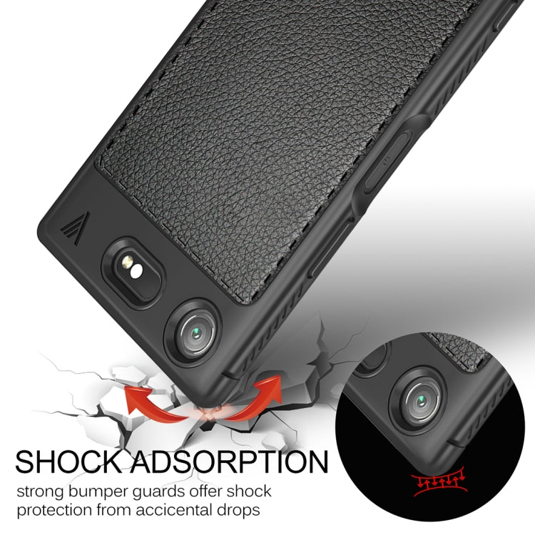 Lenuo for Sony Xperia XZ1 Compact Litchi Texture Full Coverage PU Leather + TPU Protective Back Cover Soft Case