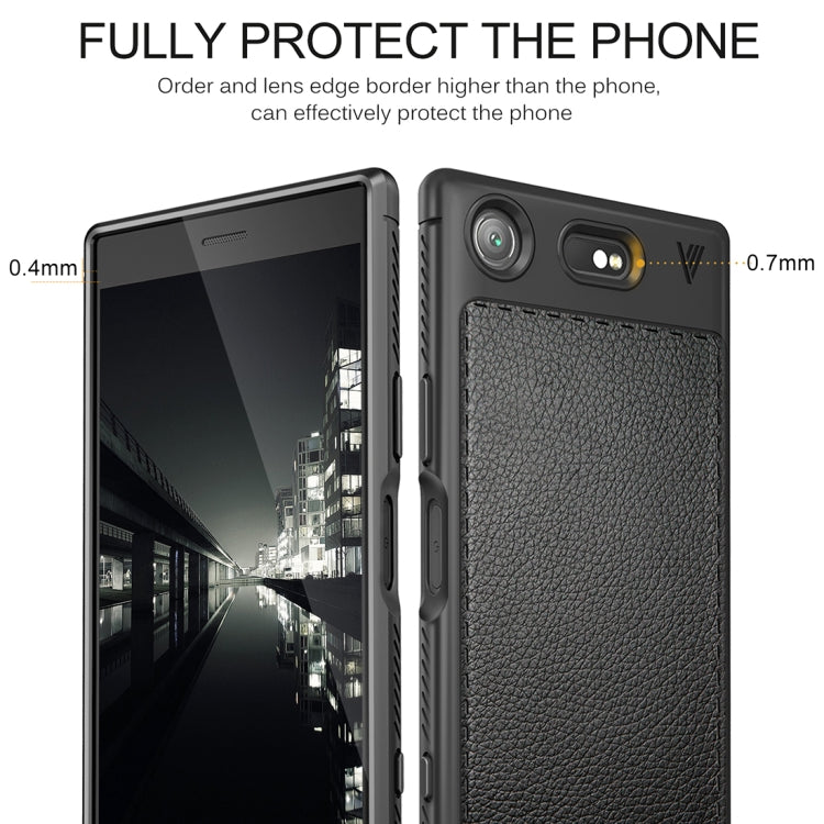 Lenuo for Sony Xperia XZ1 Compact Litchi Texture Full Coverage PU Leather + TPU Protective Back Cover Soft Case