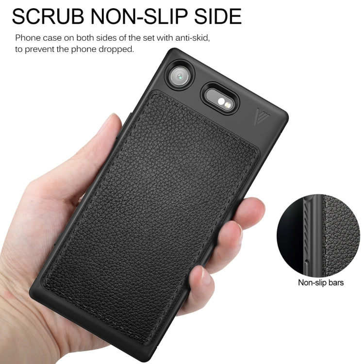 Lenuo for Sony Xperia XZ1 Compact Litchi Texture Full Coverage PU Leather + TPU Protective Back Cover Soft Case