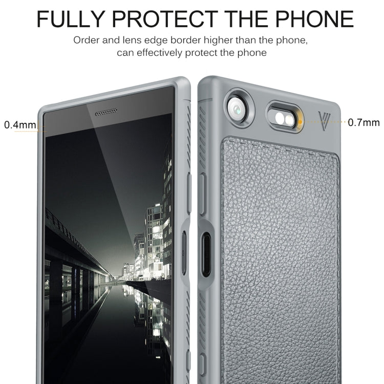 Lenuo for Sony Xperia XZ1 Compact Litchi Texture Full Coverage PU Leather + TPU Protective Back Cover Soft Case