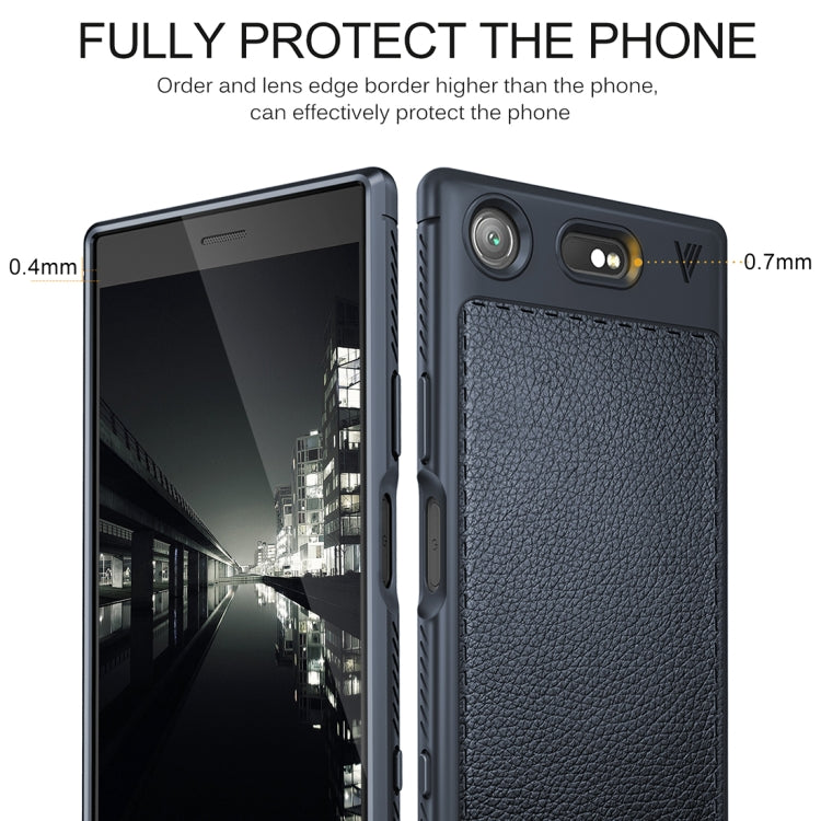 Lenuo for Sony Xperia XZ1 Compact Litchi Texture Full Coverage PU Leather + TPU Protective Back Cover Soft Case