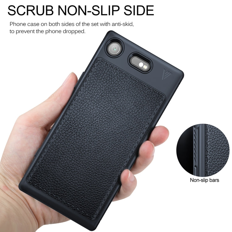 Lenuo for Sony Xperia XZ1 Compact Litchi Texture Full Coverage PU Leather + TPU Protective Back Cover Soft Case