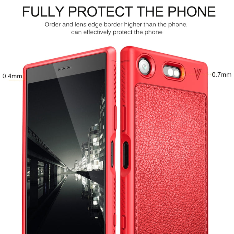 Lenuo for Sony Xperia XZ1 Compact Litchi Texture Full Coverage PU Leather + TPU Protective Back Cover Soft Case