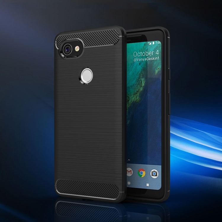 For Google Pixei 2 XL Brushed Texture Carbon Fiber Shockproof TPU Rugged Armor Protective Case
