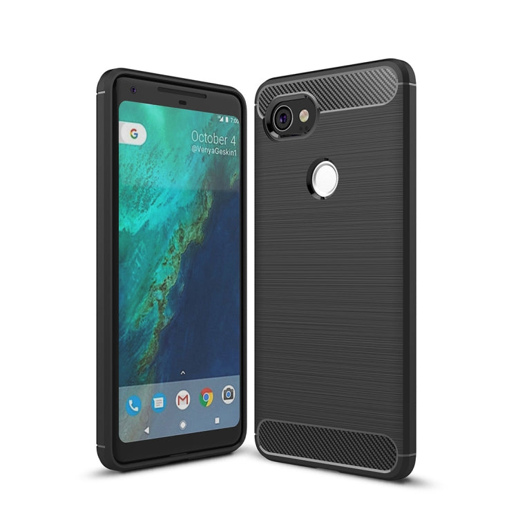 For Google Pixei 2 XL Brushed Texture Carbon Fiber Shockproof TPU Rugged Armor Protective Case
