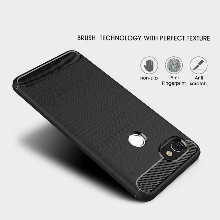 For Google Pixei 2 XL Brushed Texture Carbon Fiber Shockproof TPU Rugged Armor Protective Case