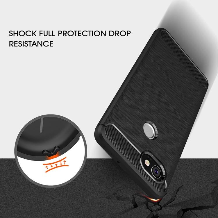 For Google Pixei 2 XL Brushed Texture Carbon Fiber Shockproof TPU Rugged Armor Protective Case