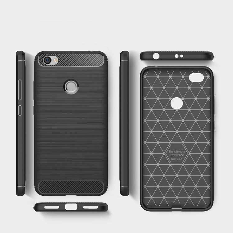 For Xiaomi Redmi Note 5A Brushed Texture Carbon Fiber Shockproof TPU Rugged Armor Protective Case