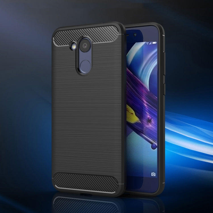 For Huawei Honor V9 Play Brushed Texture Carbon Fiber Shockproof TPU Rugged Armor Protective Case