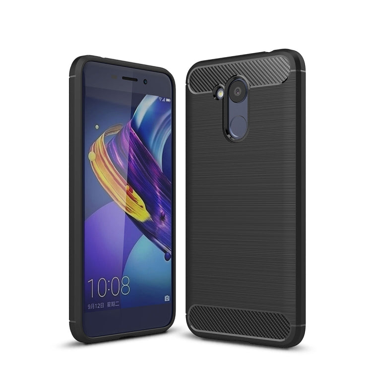 For Huawei Honor V9 Play Brushed Texture Carbon Fiber Shockproof TPU Rugged Armor Protective Case