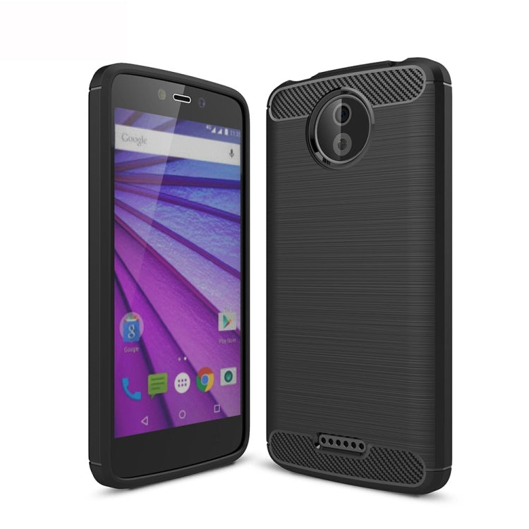 For Motorola Moto C Brushed Texture Carbon Fiber Shockproof TPU Rugged Armor Protective Case