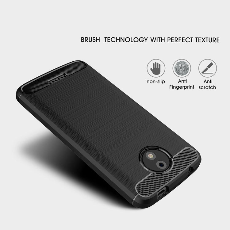 For Motorola Moto C Plus Brushed Texture Carbon Fiber Shockproof TPU Rugged Armor Protective Case