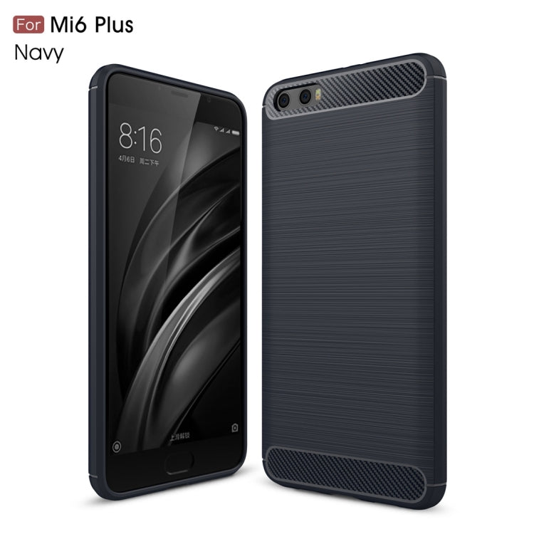 For Xiaomi Mi 6 Plus Brushed Texture Carbon Fiber Shockproof TPU Rugged Armor Protective Case
