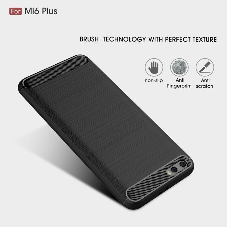 For Xiaomi Mi 6 Plus Brushed Texture Carbon Fiber Shockproof TPU Rugged Armor Protective Case