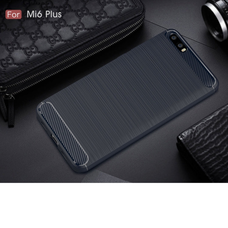 For Xiaomi Mi 6 Plus Brushed Texture Carbon Fiber Shockproof TPU Rugged Armor Protective Case