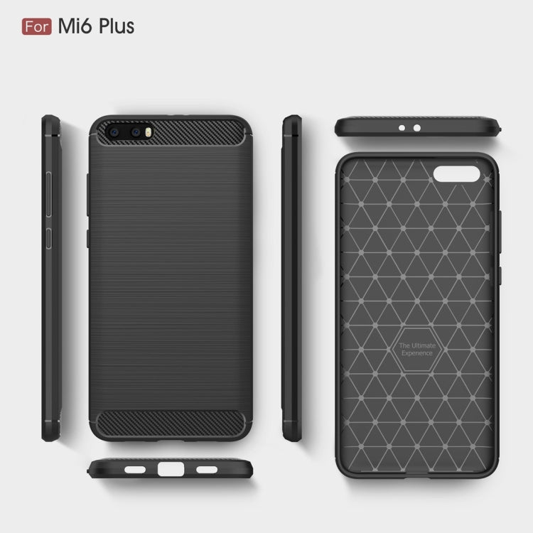 For Xiaomi Mi 6 Plus Brushed Texture Carbon Fiber Shockproof TPU Rugged Armor Protective Case