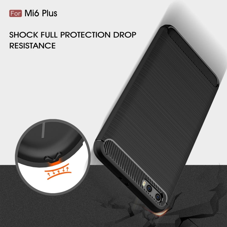 For Xiaomi Mi 6 Plus Brushed Texture Carbon Fiber Shockproof TPU Rugged Armor Protective Case