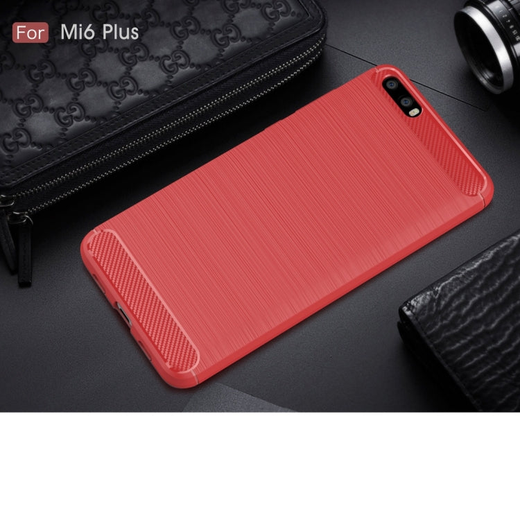 For Xiaomi Mi 6 Plus Brushed Texture Carbon Fiber Shockproof TPU Rugged Armor Protective Case