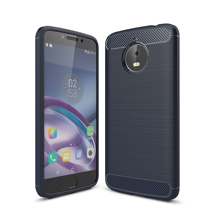 For Motorola Moto E4 Plus (EU Version) Brushed Texture Carbon Fiber Shockproof TPU Rugged Armor Protective Case