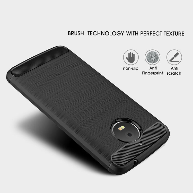 For Motorola Moto E4 Plus (EU Version) Brushed Texture Carbon Fiber Shockproof TPU Rugged Armor Protective Case