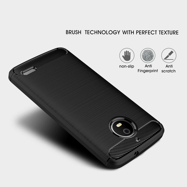 For Motorola Moto E4 (EU Version) Brushed Texture Carbon Fiber Shockproof TPU Rugged Armor Protective Case
